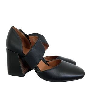 Gentle Souls by Kenneth Cole Isabell Stretch Heeled Pumps Size 9 Black Leather